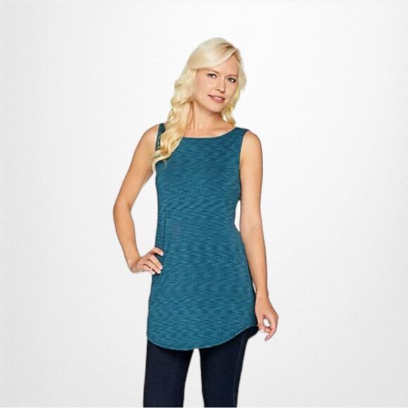 LOGO Layers by Lori Goldstein Space Knit Tank with Shirttail HemTop Size Medium - Picture 1 of 7